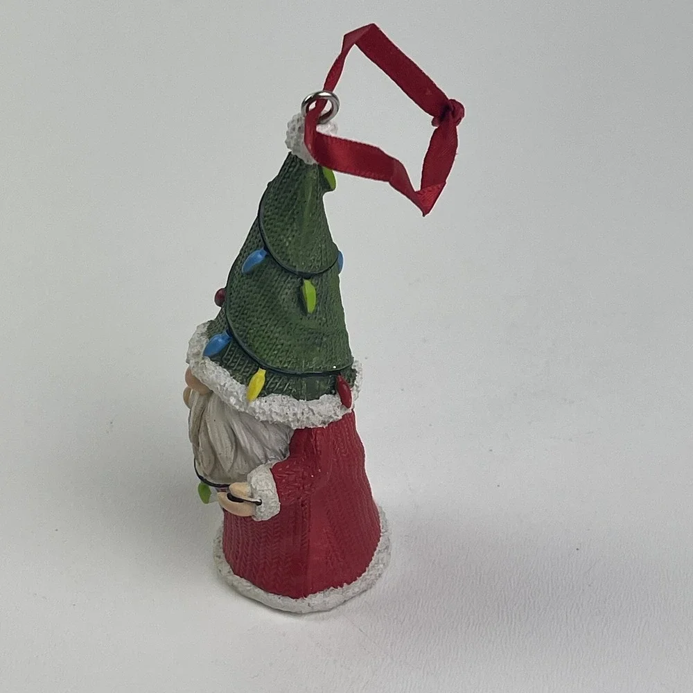 Santa Gnome With String Of Lights Christmas Tree‎ Ornament Table Top Tier Decor